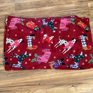 VERA BRADLEY Essential Throw Blanket HOLIDAY HOUNDS Red‎ Super Plush Fleece